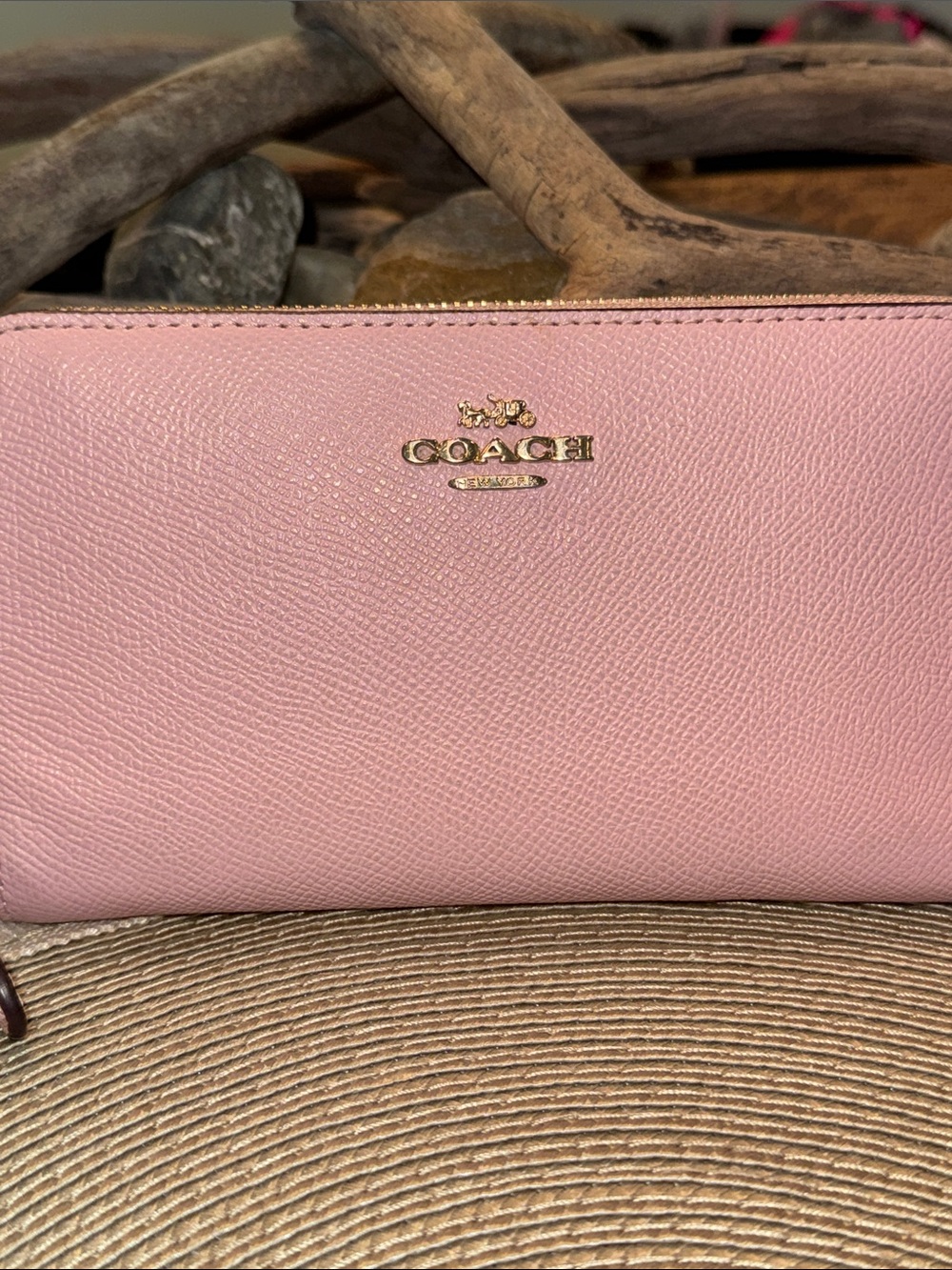 Coach Pink Zip-Around Wallet with Gold Hardware - Picture 9 of 9